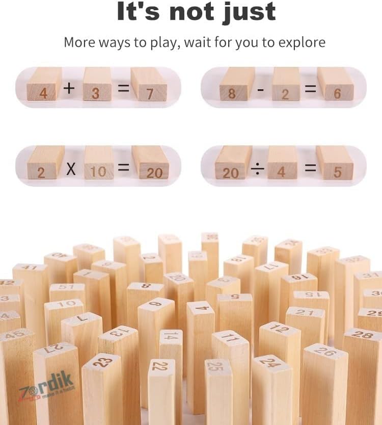 Jenga friends game Jenga Tower Toy (Wooden)54 Pcs Wooden Number Stacking Block Tumble Tower Blocks Game Giant Toppling Tower Wood Stacking Game
