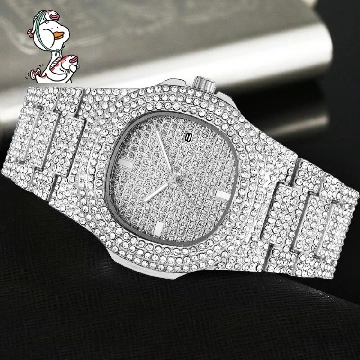 Unisex Luxury Iced-Out Watch Quartz Watch – Fully Blinged Rhinestone Wristwatch Ice Stoned Dial & Crystal -Embellished Strap Elegance for Men & Women