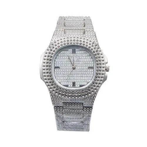 Unisex Luxury Iced-Out Watch Quartz Watch – Fully Blinged Rhinestone Wristwatch Ice Stoned Dial & Crystal -Embellished Strap Elegance for Men & Women