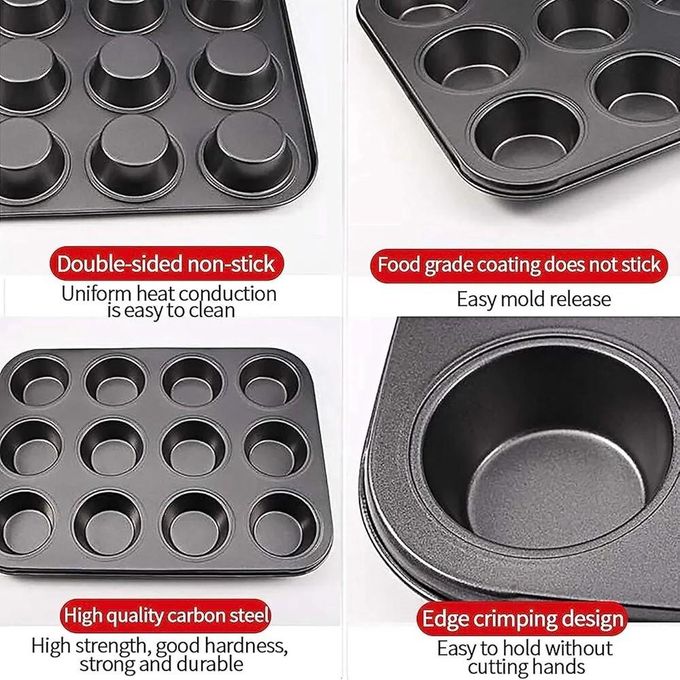 Nonstick 12 hole cupcakes baking tin cup cake mould