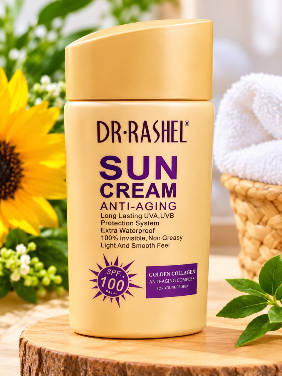 ☀️✨ DR. RASHEL SUN CREAM SPF 100 PA+++GOLDEN COLLAGEN ANTI-AGING COMPLEX ✨☀️PROTECT, NOURISH & KEEP YOUR SKIN LOOKING BEAUTIFUL EVERY DAY WITH DR. RASHEL SUN CREAM! 💛🌞 THIS LIGHTWEIGHT SUN CREAM