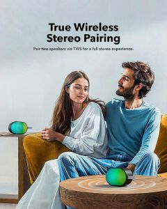 Anker soundcore Pyro Mini Portable Bluetooth Wireless Speaker with Full-Body Light Show, 6W, 10H Playtime, TWS Pairing, RGB Lights, AUX-In, Card Slot, USB-C, Bluetooth 5.3, Portable for Backyard, Outd