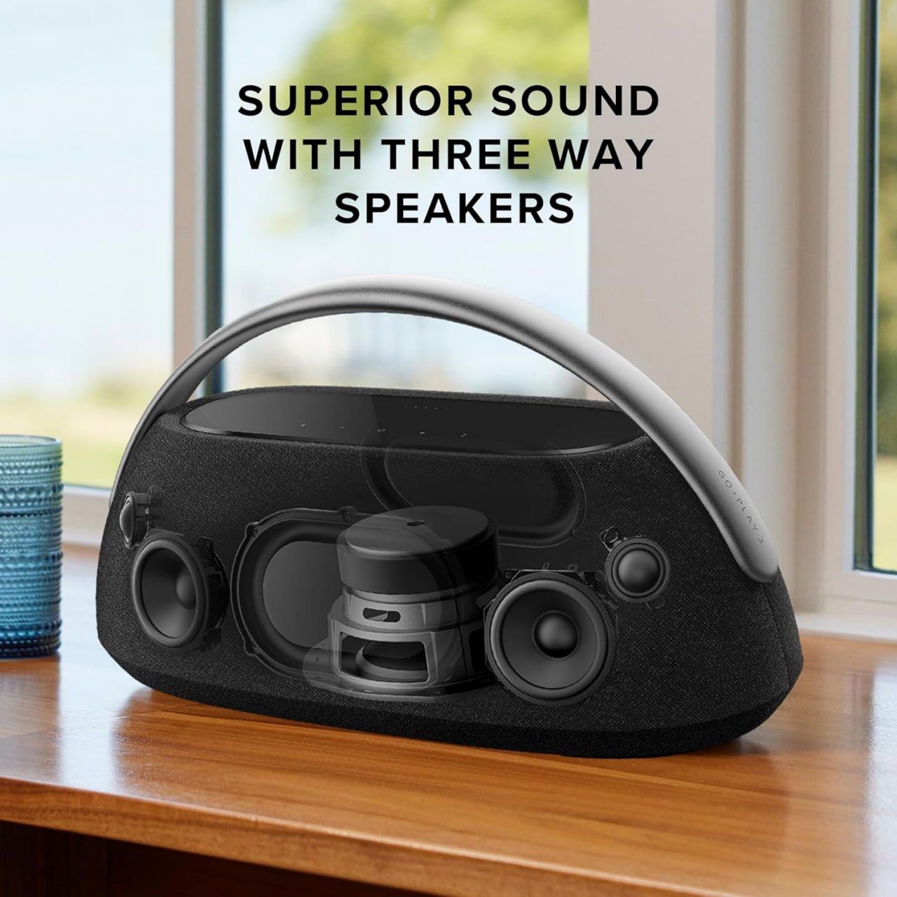 Harman Kardon GO+Play 3, Portable Bluetooth Speaker with Built-in battery & Superior sound performance with three-way speakers