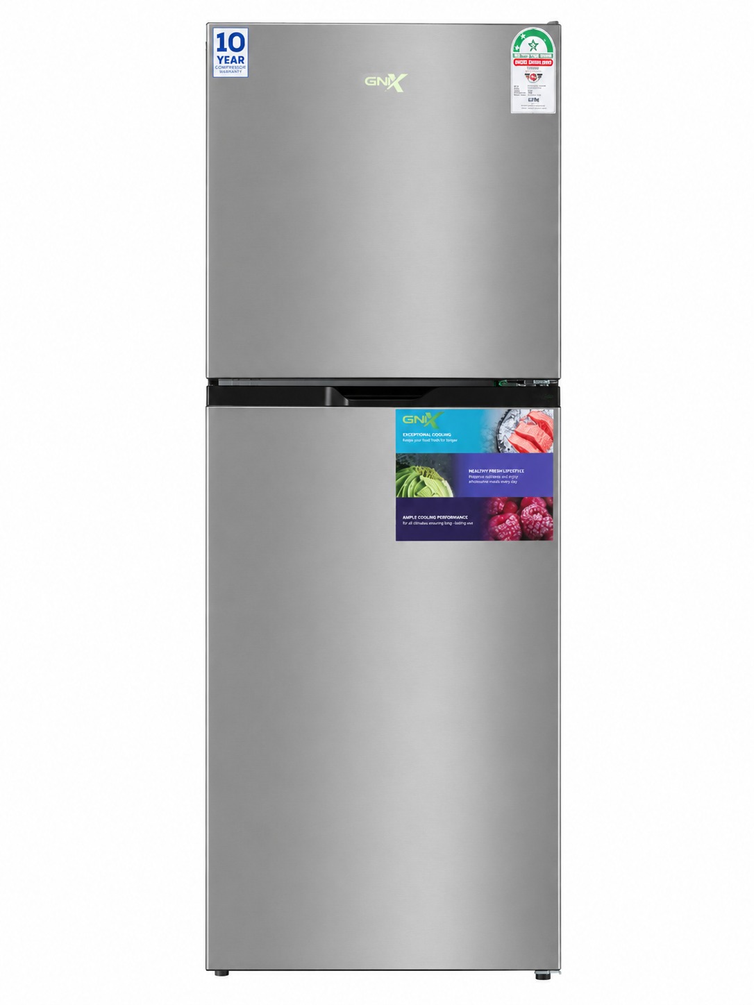 GNIX 2-Door Fridge-Freezer 206 Litres Defrost – GL-FR236-DF-S