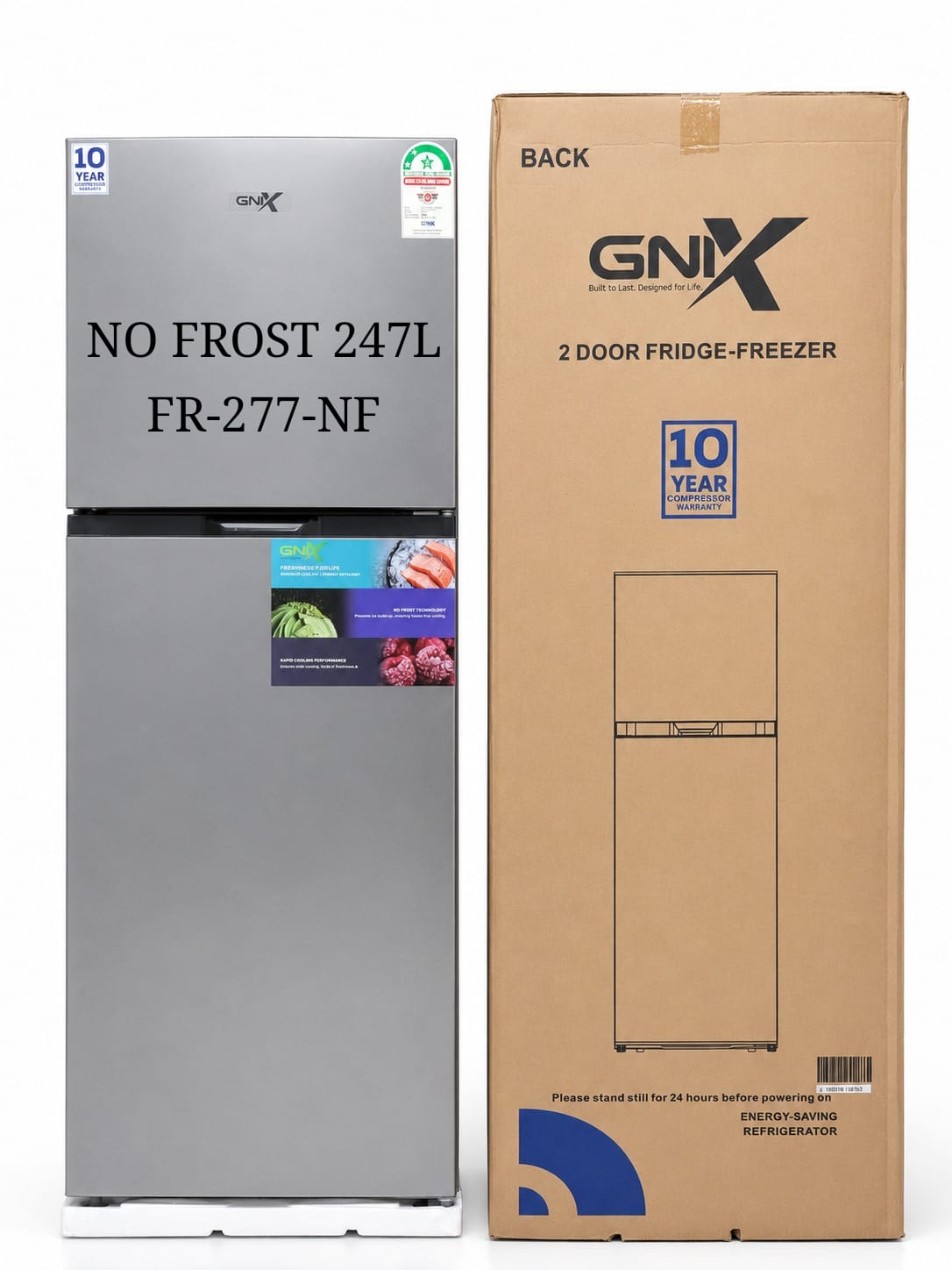 GNIX 2-Door Fridge-Freezer 247 Litres No Frost – GL-FR277-NF-S