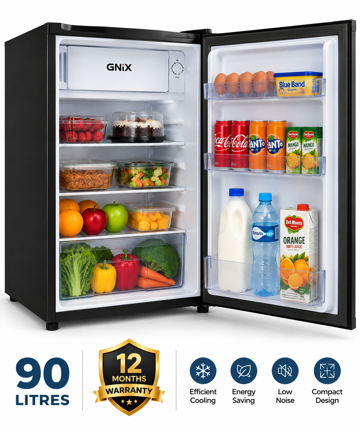 GNIX 1-Door Fridge-Freezer 90 Litres Defrost – FR120