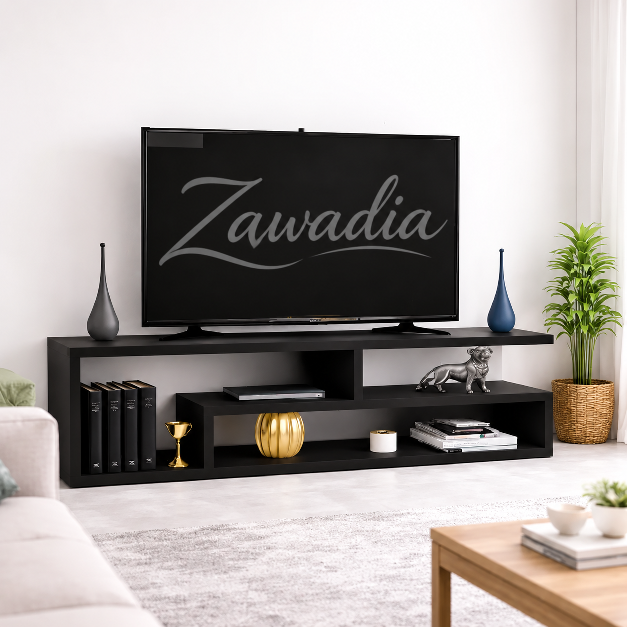 Mexico Modern Wooden TV Stand Black | Available from 3ft to 5ft | Fits 43" to 65" TV