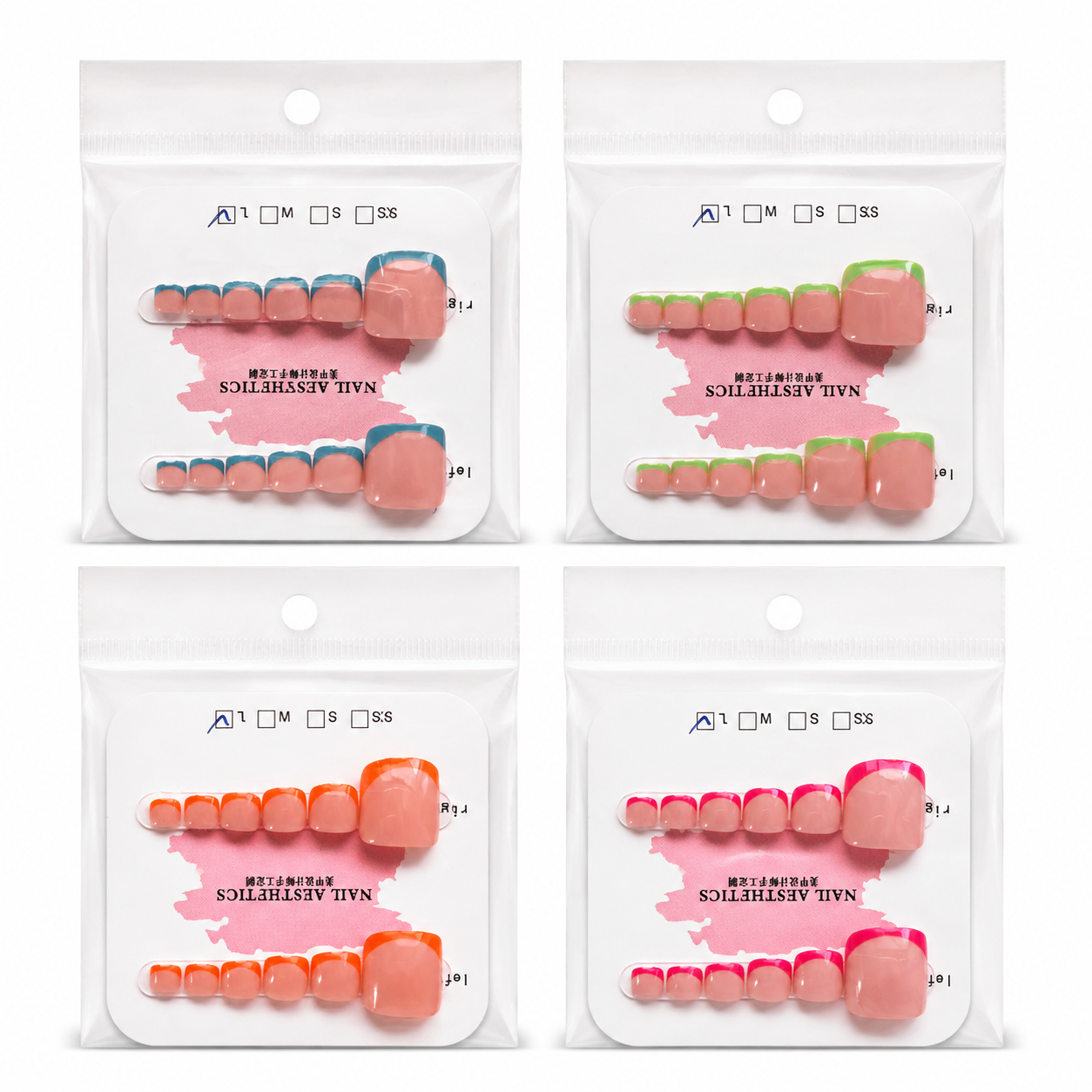 48PCS fake nail Light pink solid color handmade On Nails  Full Set Reusable Acrylics
