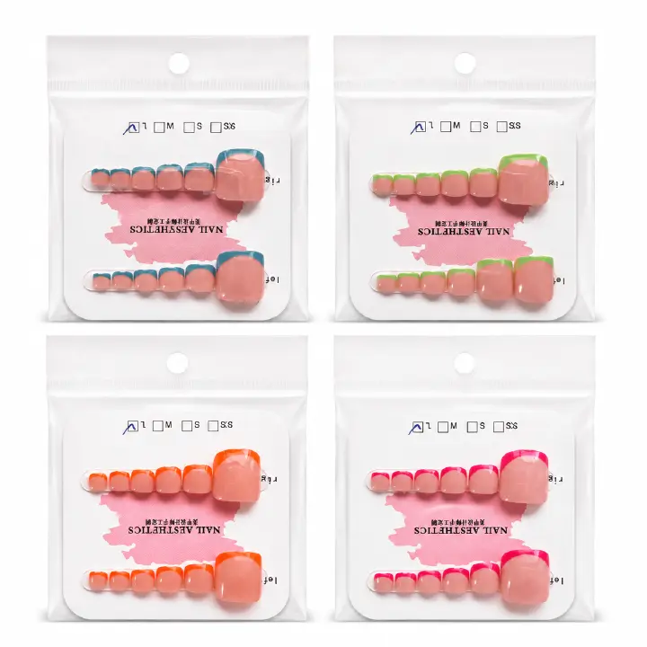 48PCS fake nail Light pink solid color handmade On Nails  Full Set Reusable Acrylics