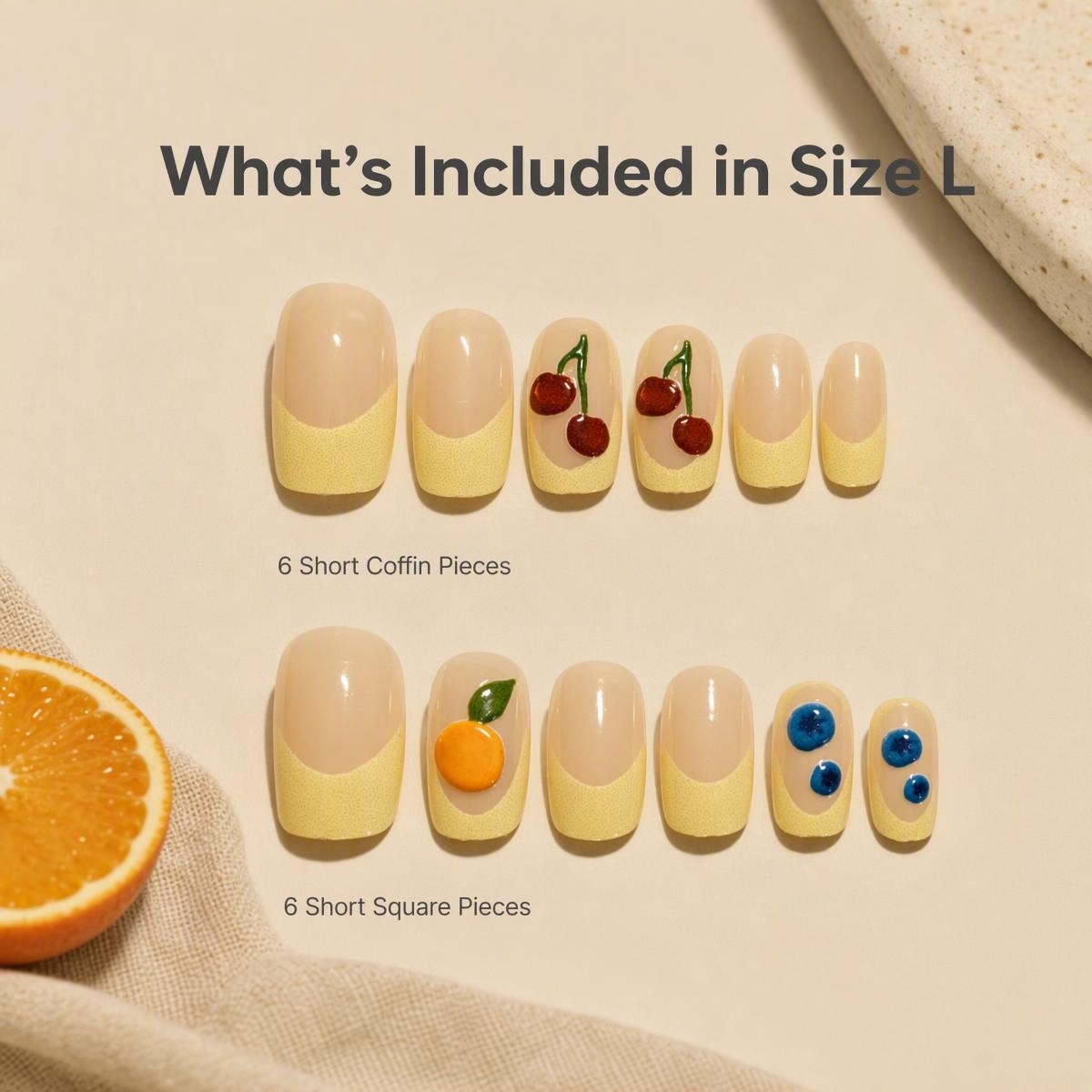 fake nail 3D Embossed Floral Press On Nails, Orange Pink Green Gradient Spring Manicure Reusable Acrylics