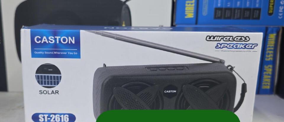 Caston ST-2616 Portable Solar Bluetooth Speaker – Heavy Bass Radio

Enjoy powerful sound and convenient entertainment anywhere with the Caston ST-2616 Portable Wireless Solar Bluetooth Speaker. Design