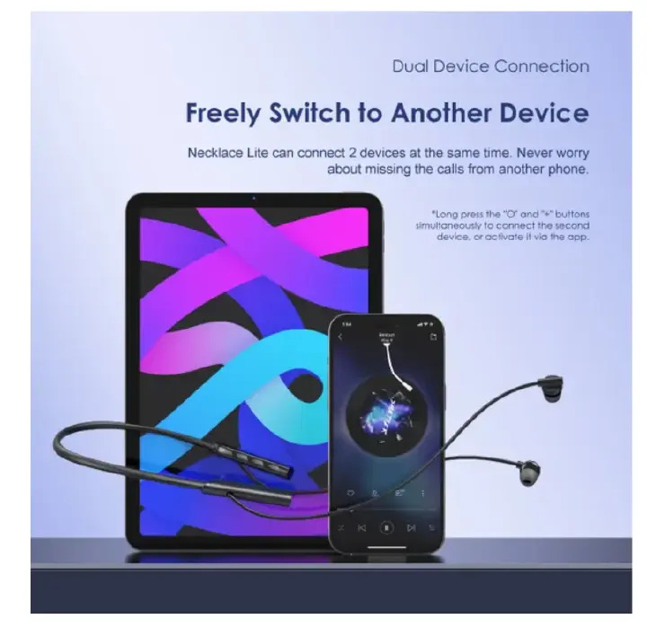 [Annivesary Offer] Oraimo Necklace Lite Call Vibration Wireless Headphones Audio and Video Sync in Game Noise Cancellation in Calls Dual Device Connection 30-hour Long Playtime Neck band