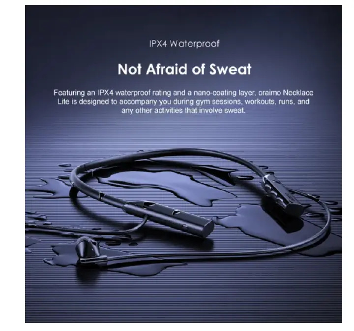 [Annivesary Offer] Oraimo Necklace Lite Call Vibration Wireless Headphones Audio and Video Sync in Game Noise Cancellation in Calls Dual Device Connection 30-hour Long Playtime Neck band