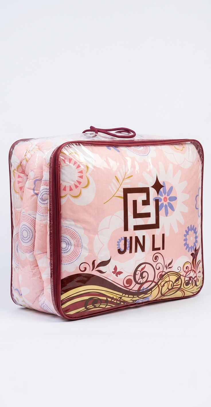Elegant Pink Floral Duvet Comforter – Soft & Warm Bedding Set with Zip Storage Bag