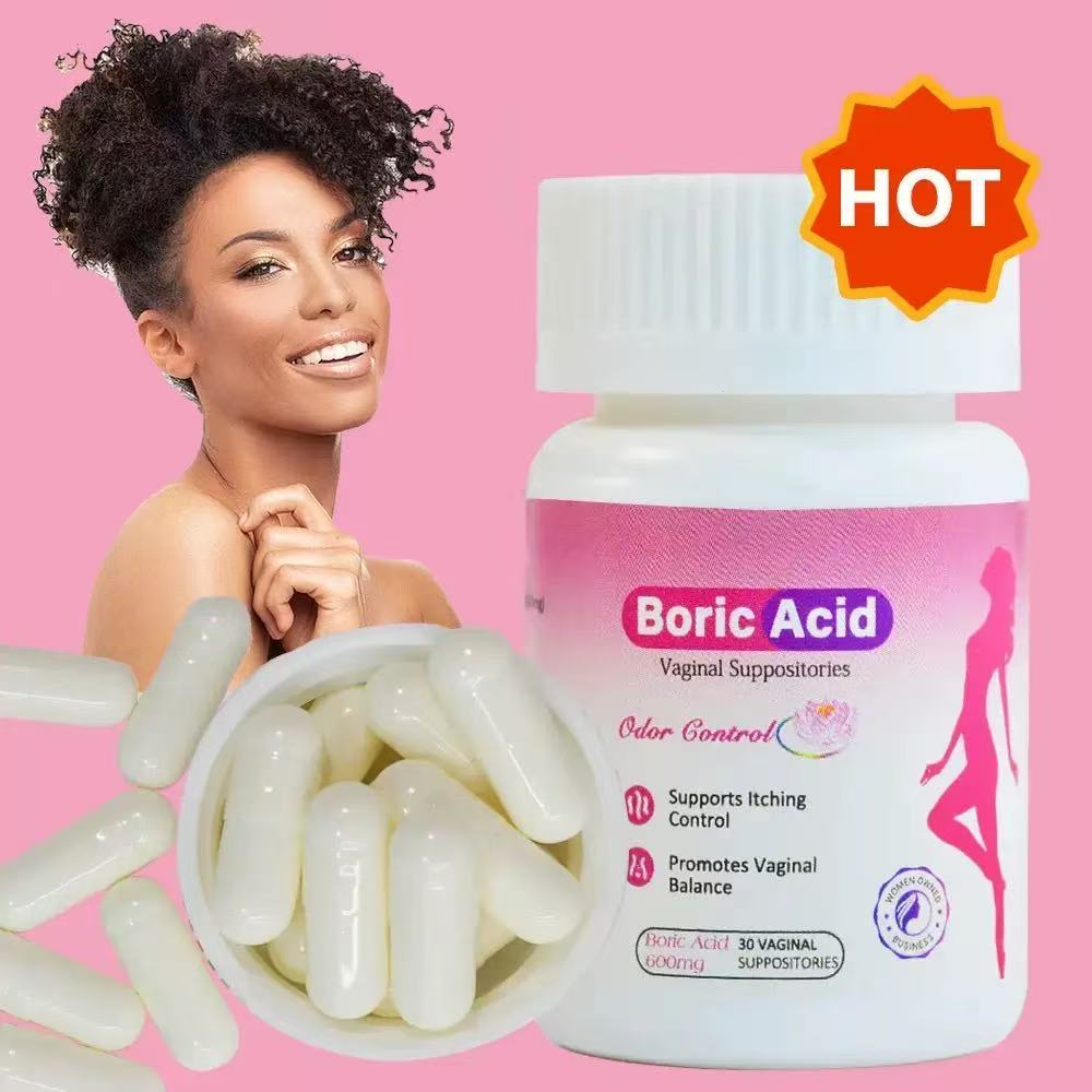 30Pcs/Bottle Medical Grade Boric Acid Vaginal Suppositories Intimate Health Support Women PH Balance Pills for Yeast Infection 600mg