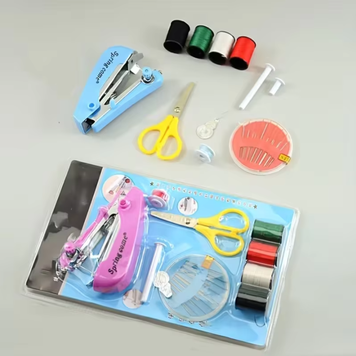 Home Handheld Sewing Machine Protable Outdoor Travel Clothes Fabrics DIY Stitchin Sew Tool Mini Manual Stitch Needlework Machine