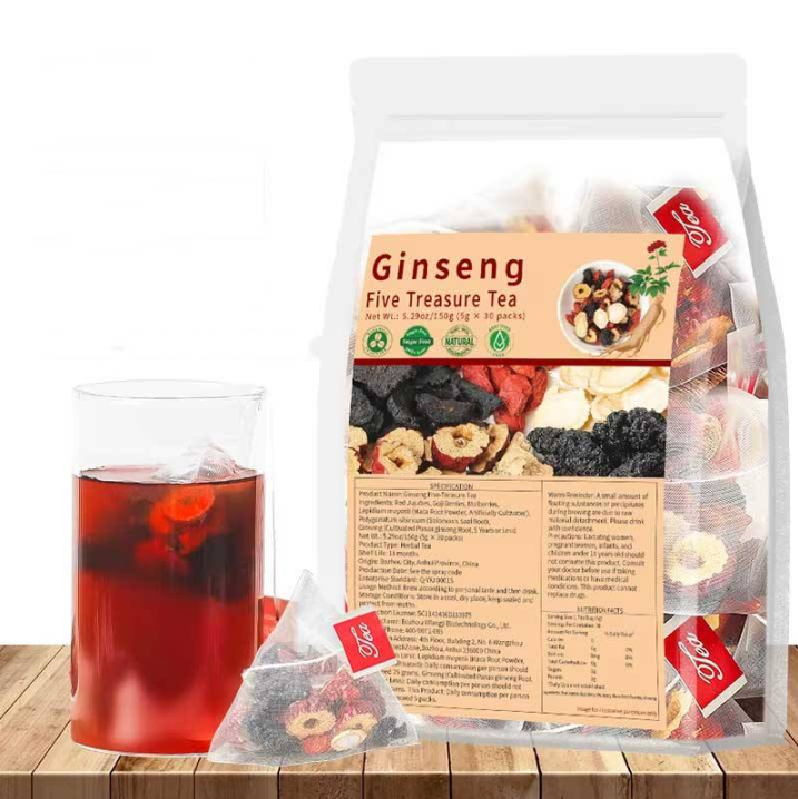 Natura Ginseng Five Treasures Tea Kidney Tea, Natural Chinese Herbal Tea,Kidney Cleanse Detox Tea for Men & Women, 6 Ingredients