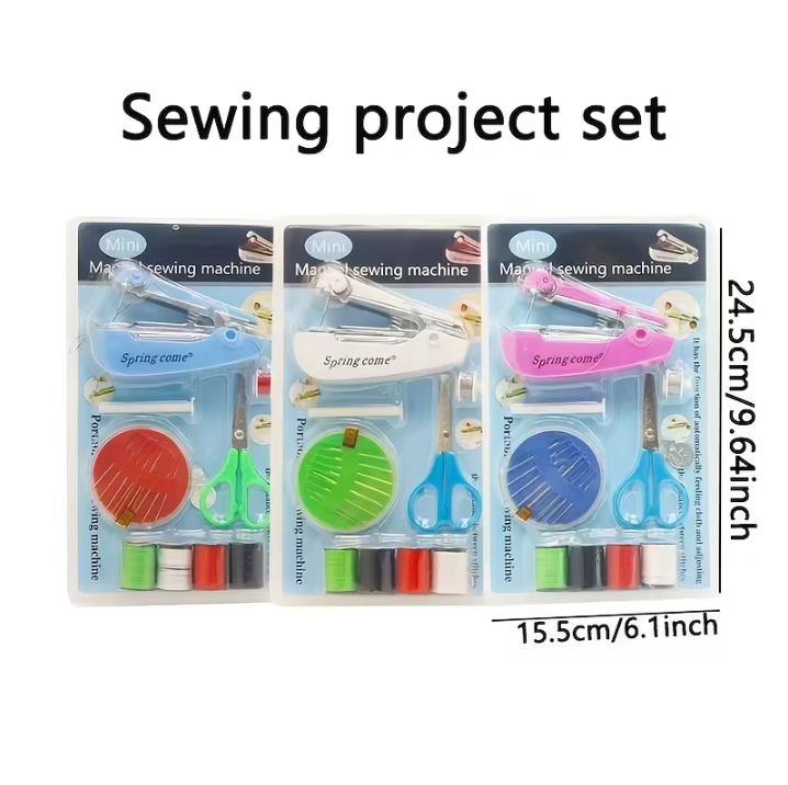 Home Handheld Sewing Machine Protable Outdoor Travel Clothes Fabrics DIY Stitchin Sew Tool Mini Manual Stitch Needlework Machine