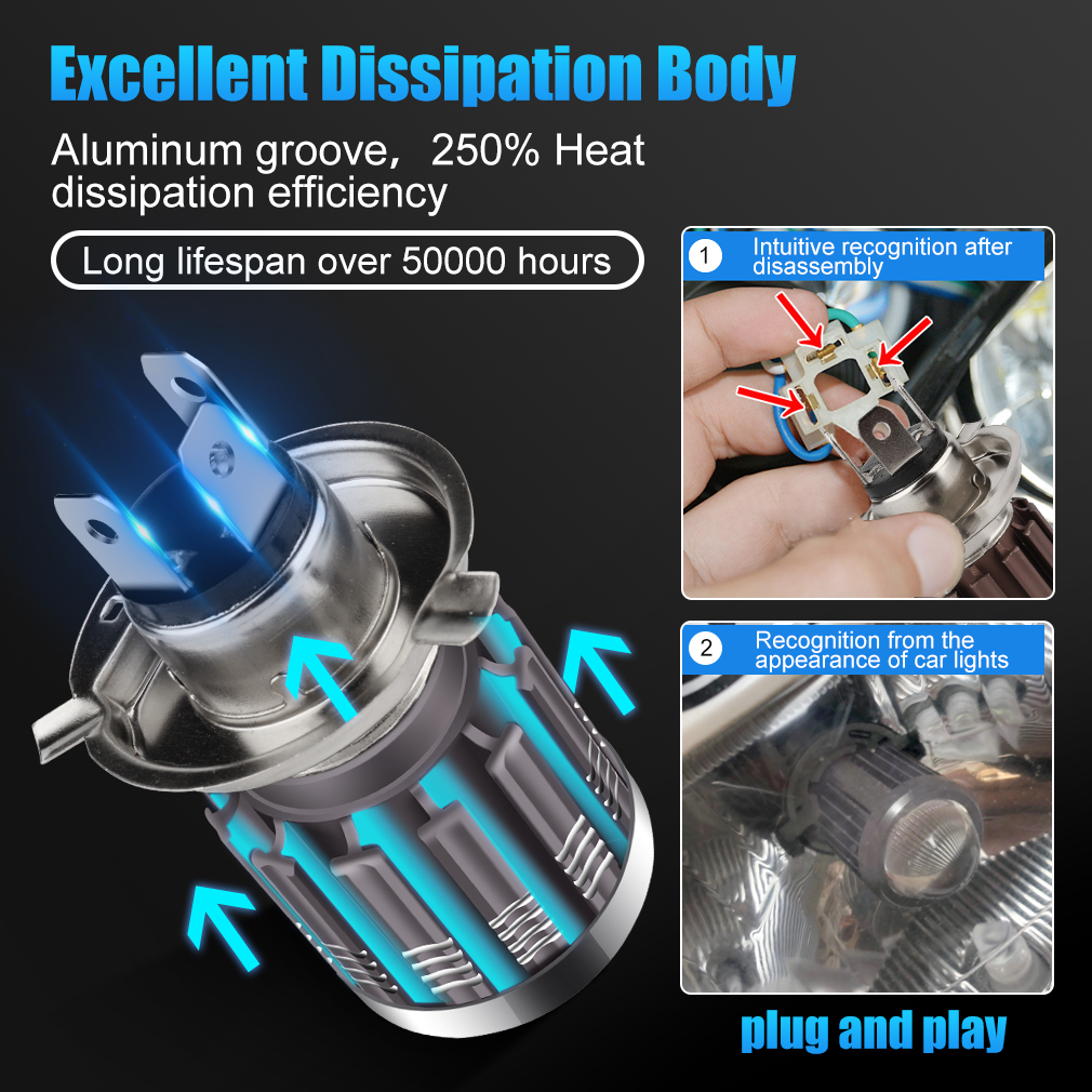 10000Lm H4 LED Moto H6 BA20D LED Motorcycle Headlight Bulbs CSP Lens White Yellow Hi Lo Lamp Scooter Accessories Fog Lights 12V
