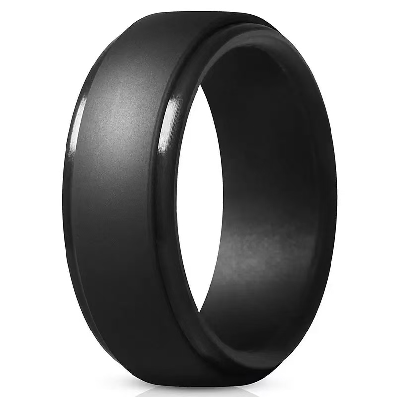 Men Silicone Rings Hypoallergenic Flexible Sports Antibacterial Wedding Rubber Bands 8mm Food Grade FDA Silicone Finger Ring