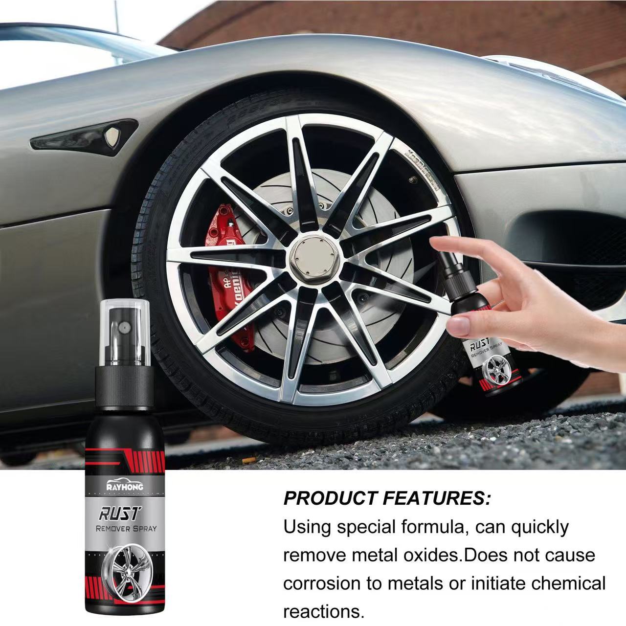 30ml Car Rust Remover Spray Metal Surface Chrome Paint Car Maintenance Iron Powder Cleaning Super Rust Remover Multi-Purpose