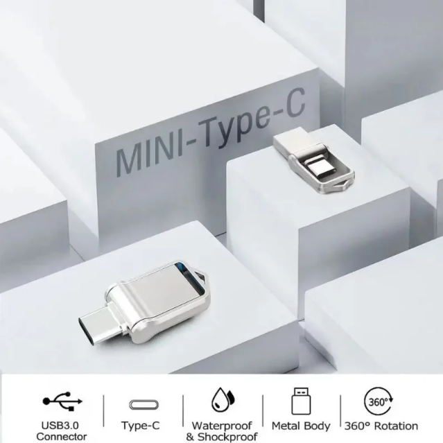 2TB USB 3.2 Flash Drive High Speed Metal U Disk Type-c Interface Dual-use Flash Memory Stick For Phone Windows Computer