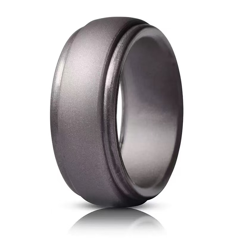 Men Silicone Rings Hypoallergenic Flexible Sports Antibacterial Wedding Rubber Bands 8mm Food Grade FDA Silicone Finger Ring