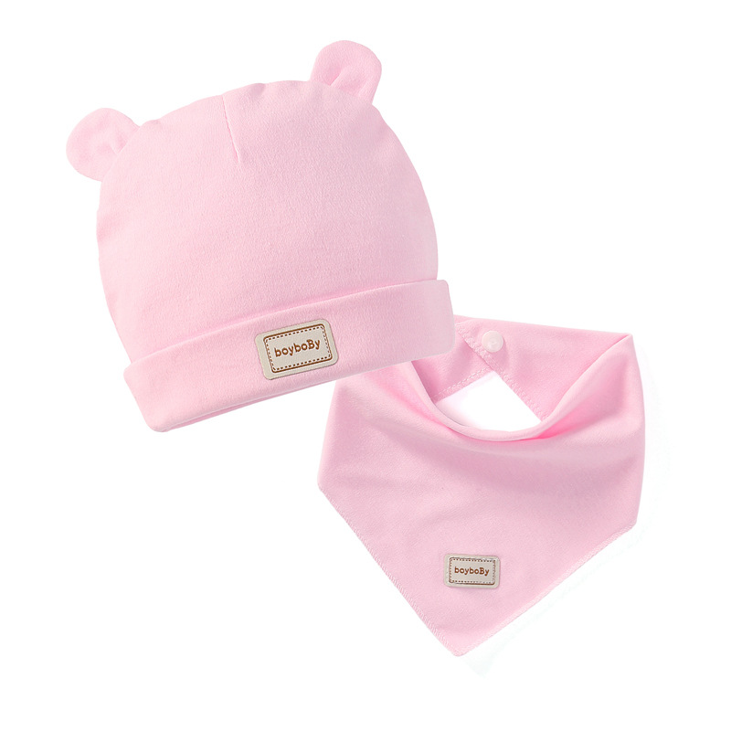 Cute Kids Hat Cap with Bibs Candy Solid Colors Boys Girls Baby Beanies Hats Cotton Born Baby Hat Bibs Toddler Infant Caps