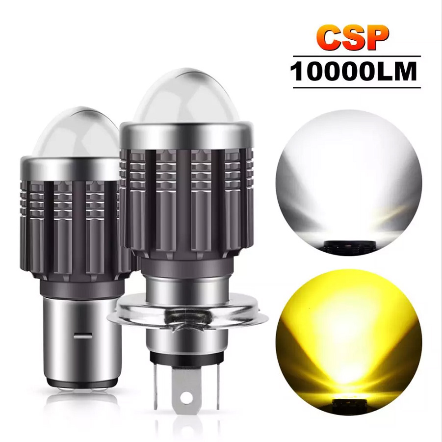 10000Lm H4 LED Moto H6 BA20D LED Motorcycle Headlight Bulbs CSP Lens White Yellow Hi Lo Lamp Scooter Accessories Fog Lights 12V