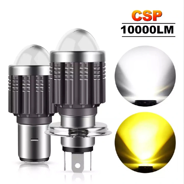 10000Lm H4 LED Moto H6 BA20D LED Motorcycle Headlight Bulbs CSP Lens White Yellow Hi Lo Lamp Scooter Accessories Fog Lights 12V