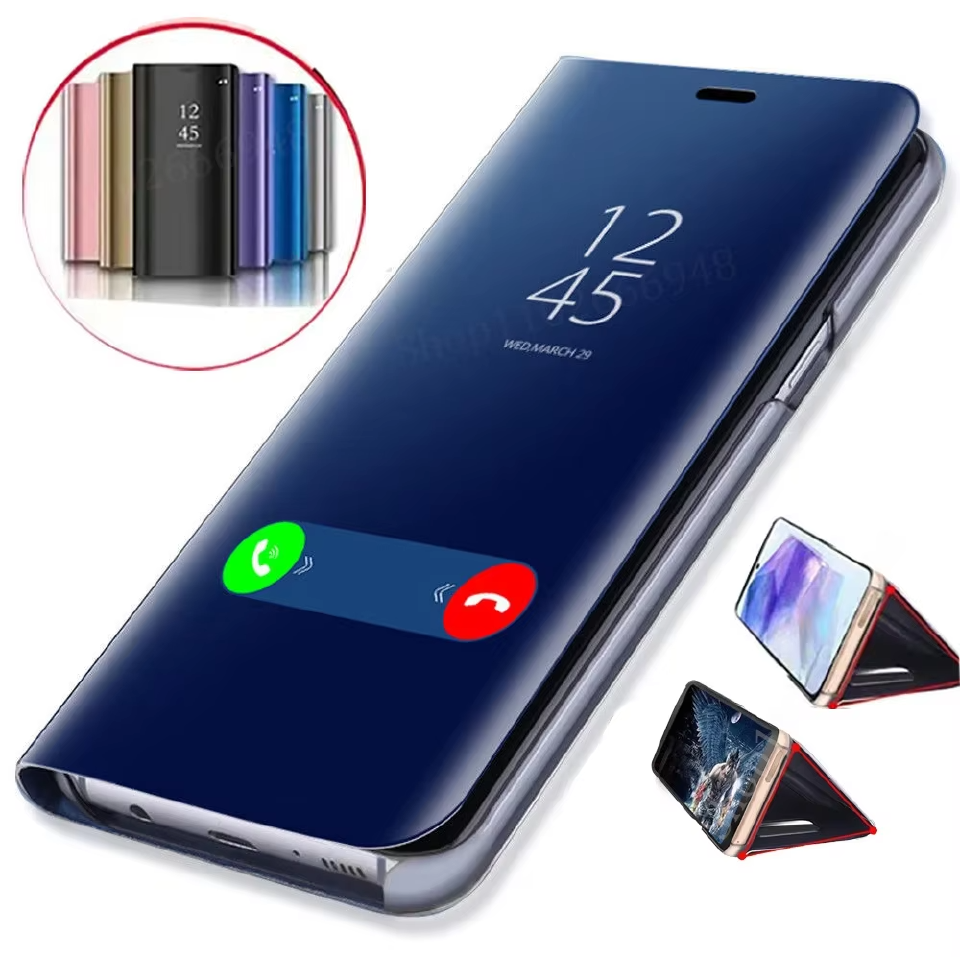 Mirror Flip Case For Samsung Galaxy A10 A30 A40 A50 A70 A80 M20 M30 J4 Plus J6 2018 S7 edge S8 S9 Plus S10 Note 10 Pro 8 9 Cover
