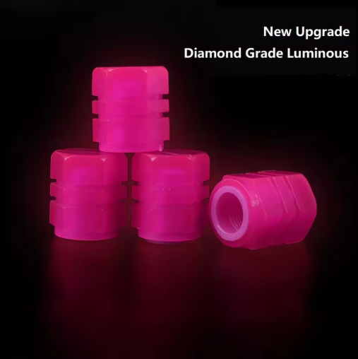 4pcs Luminous Valve Caps Fluorescent Night Glowing Car Motorcycle Bicycle Bike Wheel Tyre Hub Luminous Valve Stem Caps Decors