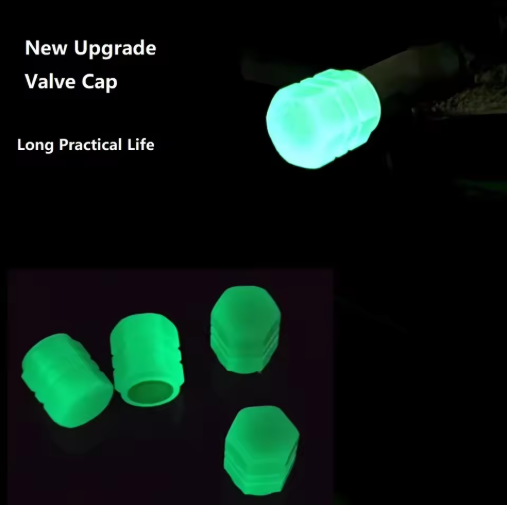 4pcs Luminous Valve Caps Fluorescent Night Glowing Car Motorcycle Bicycle Bike Wheel Tyre Hub Luminous Valve Stem Caps Decors