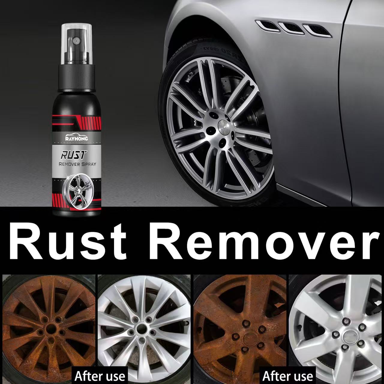 30ml Car Rust Remover Spray Metal Surface Chrome Paint Car Maintenance Iron Powder Cleaning Super Rust Remover Multi-Purpose