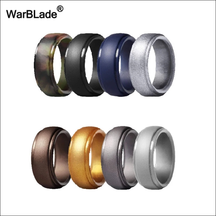Men Silicone Rings Hypoallergenic Flexible Sports Antibacterial Wedding Rubber Bands 8mm Food Grade FDA Silicone Finger Ring