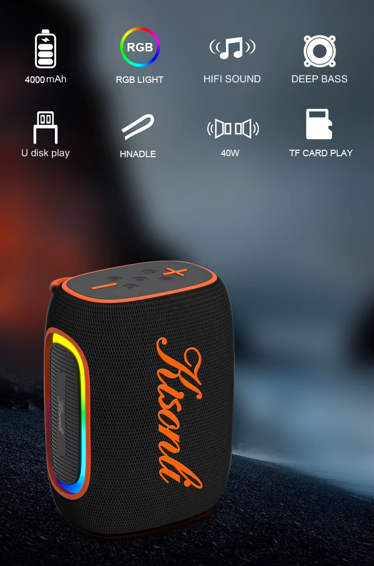 Kisonli K21 40W Bluetooth Speaker – Portable High Bass Speaker with RGB Lights