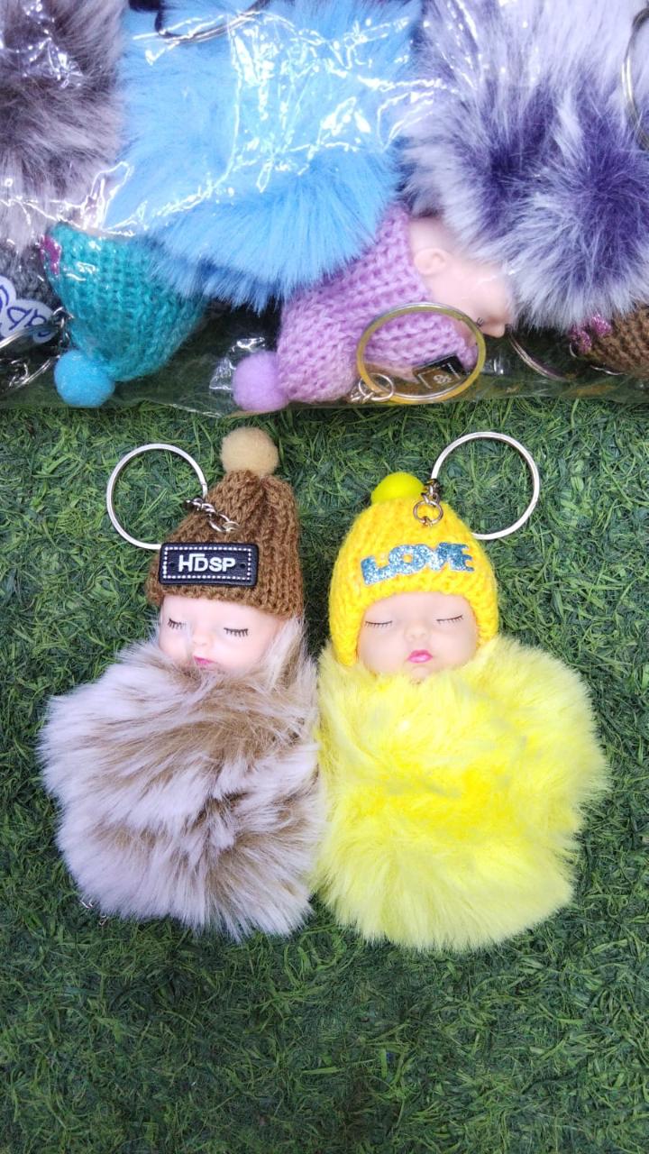 Fluffy Baby Doll Handbag Charm – Cute Plush Keyholder