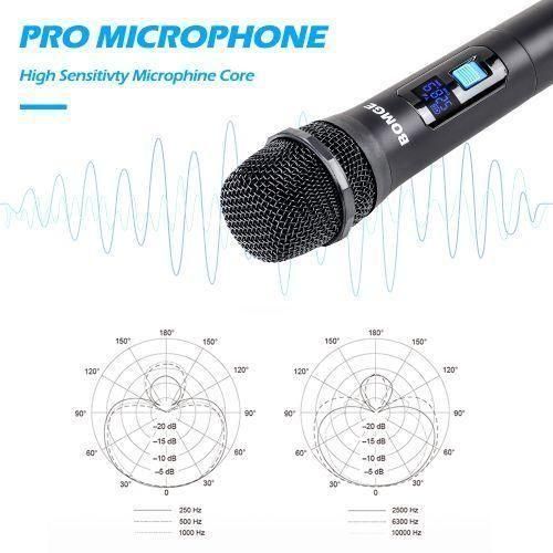 BOMGE V410 4 Channel Dynamic Wireless Microphone System,Handheld Cordless Mic Set,Fixed Frequency, Long Range 200ft, Ideal for Church,Karaoke,Events