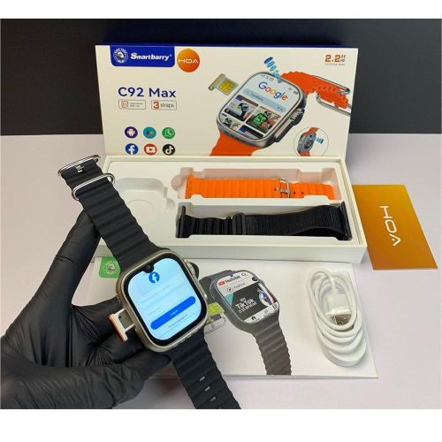 SmartBerry C92 Max Smart Watch with SIM Card Slot - Black