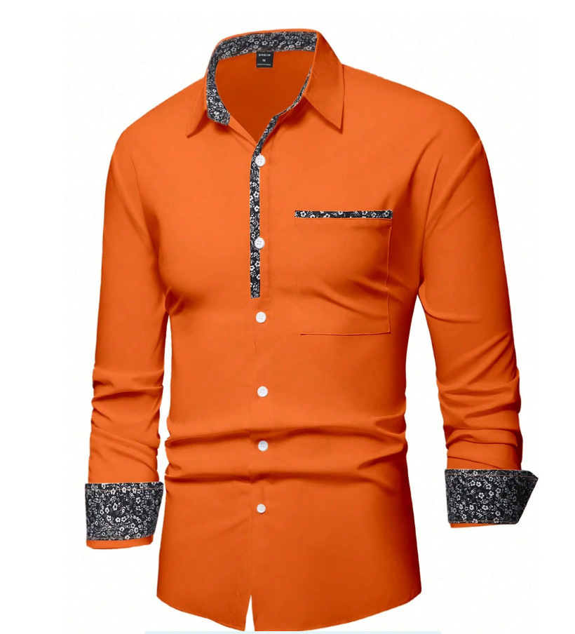Men geometric print lapel long‑sleeve shirt, casual top for spring autumn ，Spring and Autumn men's casual lapel long sleeved shirt 3D printed men's trendy shirt men's clothing