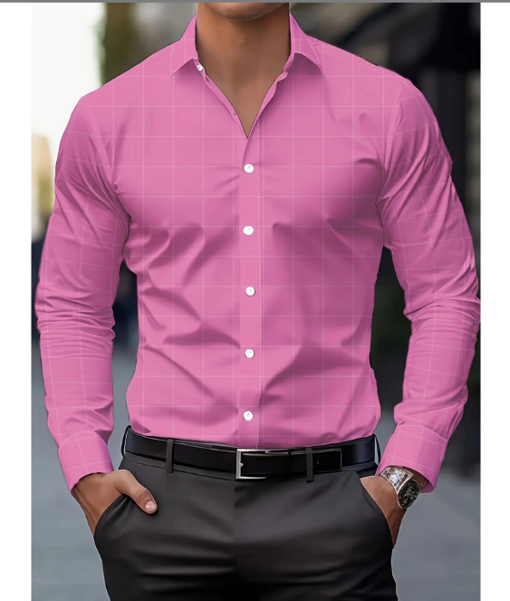 Men geometric print lapel long‑sleeve shirt, casual top for spring autumn ，Spring and Autumn men's casual lapel long sleeved shirt 3D printed men's trendy shirt men's clothing