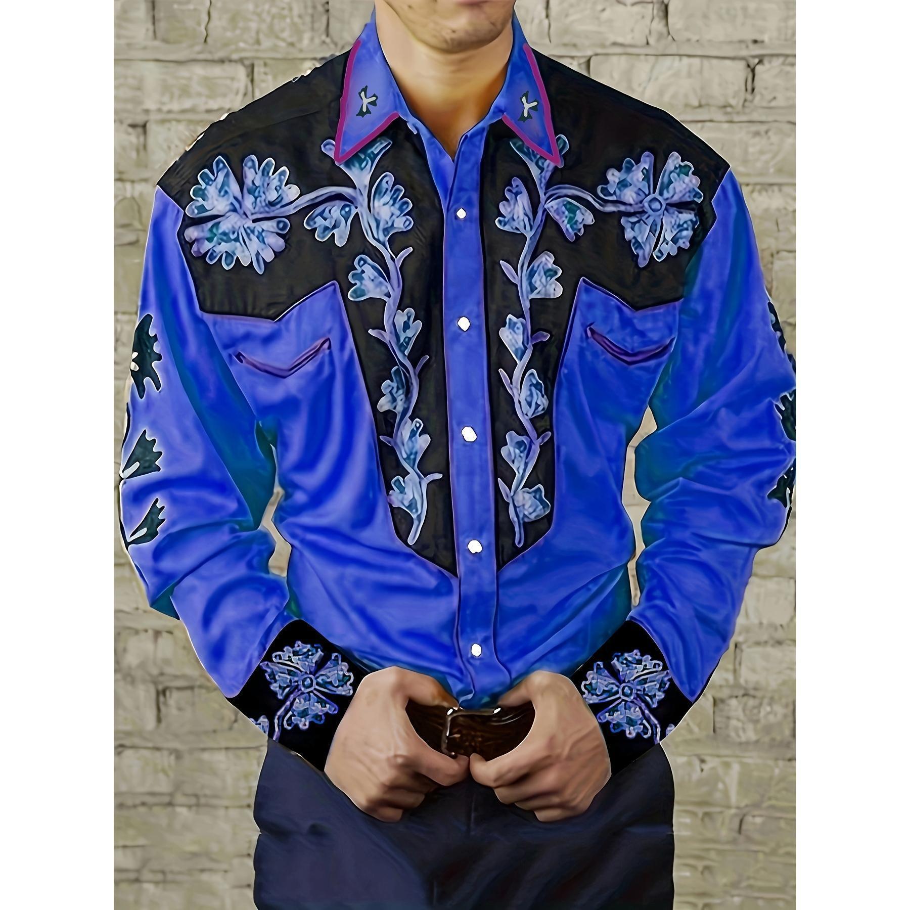 Men geometric print lapel long‑sleeve shirt, casual top for spring autumn ，Spring and Autumn men's casual lapel long sleeved shirt 3D printed men's trendy shirt men's clothing