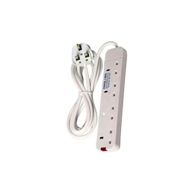 Power King Best 4 Way Power Extension With Long Cable // Power extenson - White