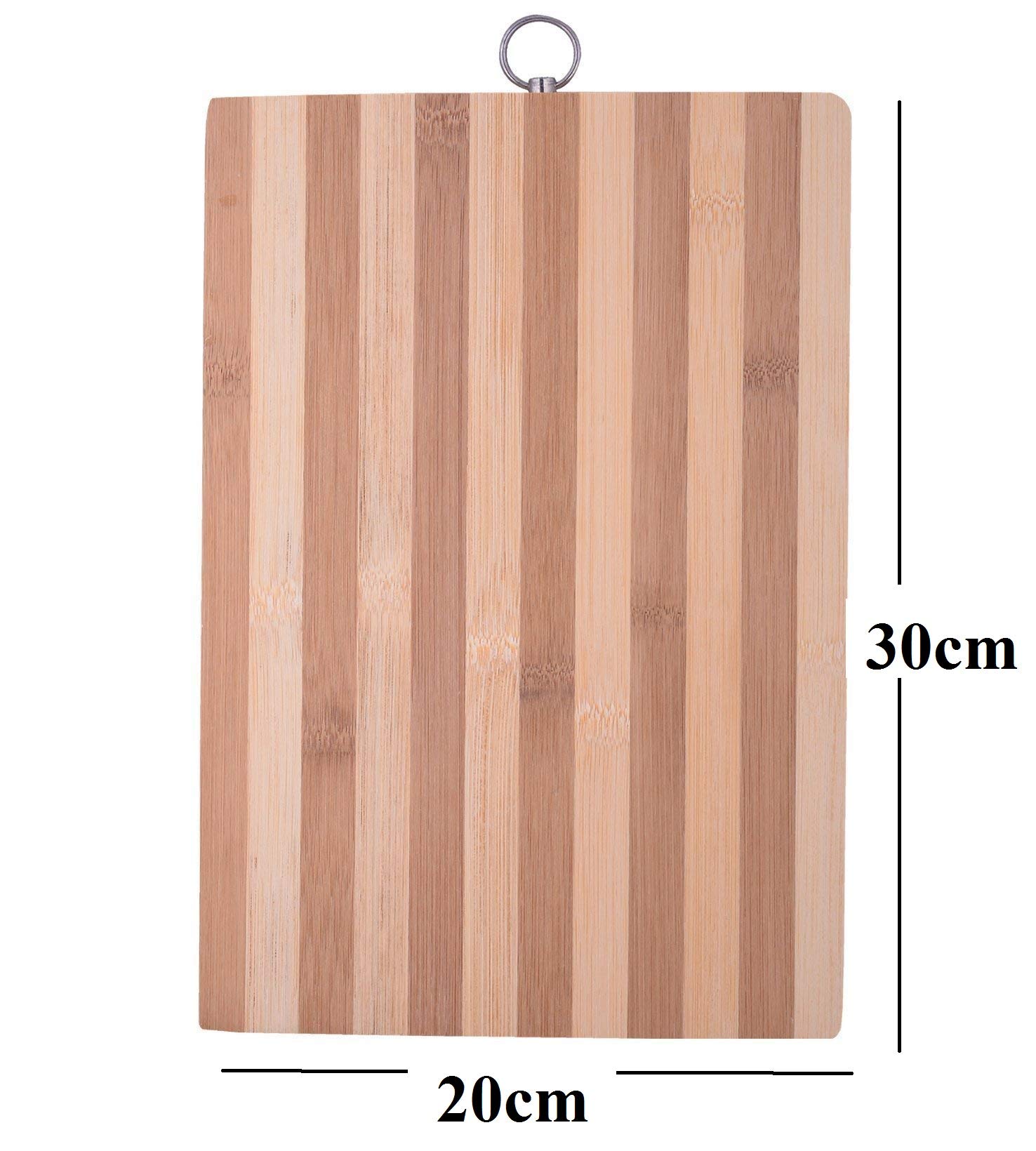 Bamboo Wooden Chopping Board for Kitchen | Thick Heavy Cutting Board with Steel Hanging Ring | 30 x 20 x 1.5 cm | Wooden Board for Vegetables, Fruits, Bread & Meat