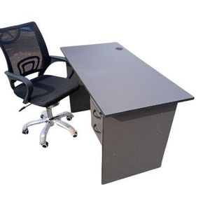 ⭐ 💼 Professional 1.2M Office Desk & Ergonomic Mesh Chair Set – Spacious Wooden Study Table with 3 Storage Drawers and Black Swivel Chair