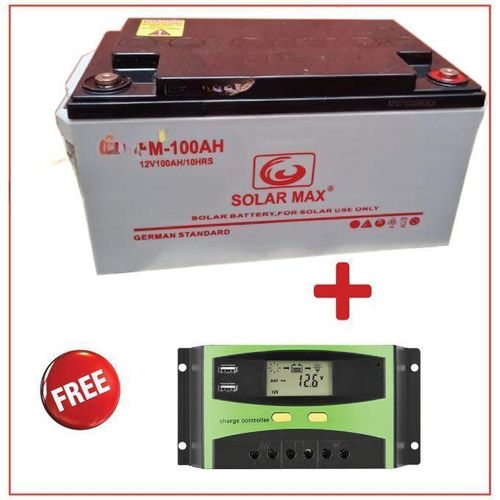 Solarmax 100ah Solar Battery Non Maintenance Dry Cell + Free 10AH Solar Charger Controller 1 Year Warranty