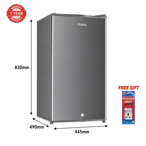 Ecomax 90L Single Door Fridge, Ecomax 90 Litres Refrigerator, 90L Energy Saving Fridge, 3 Star Fridge, Ecomax Mini Fridge, Compact Refrigerator, Grey Fridge, Fridge Guard
