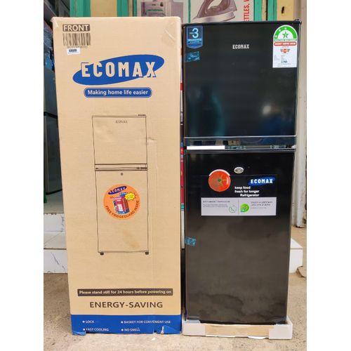 Ecomax BD-138 138L Double Door Fridge, Ecomax 138 Litres Refrigerator, Ecomax Black Fridge, 138L Double Door Refrigerator, Compact Fridge, Ecomax Refrigerator, Home Office Fridge