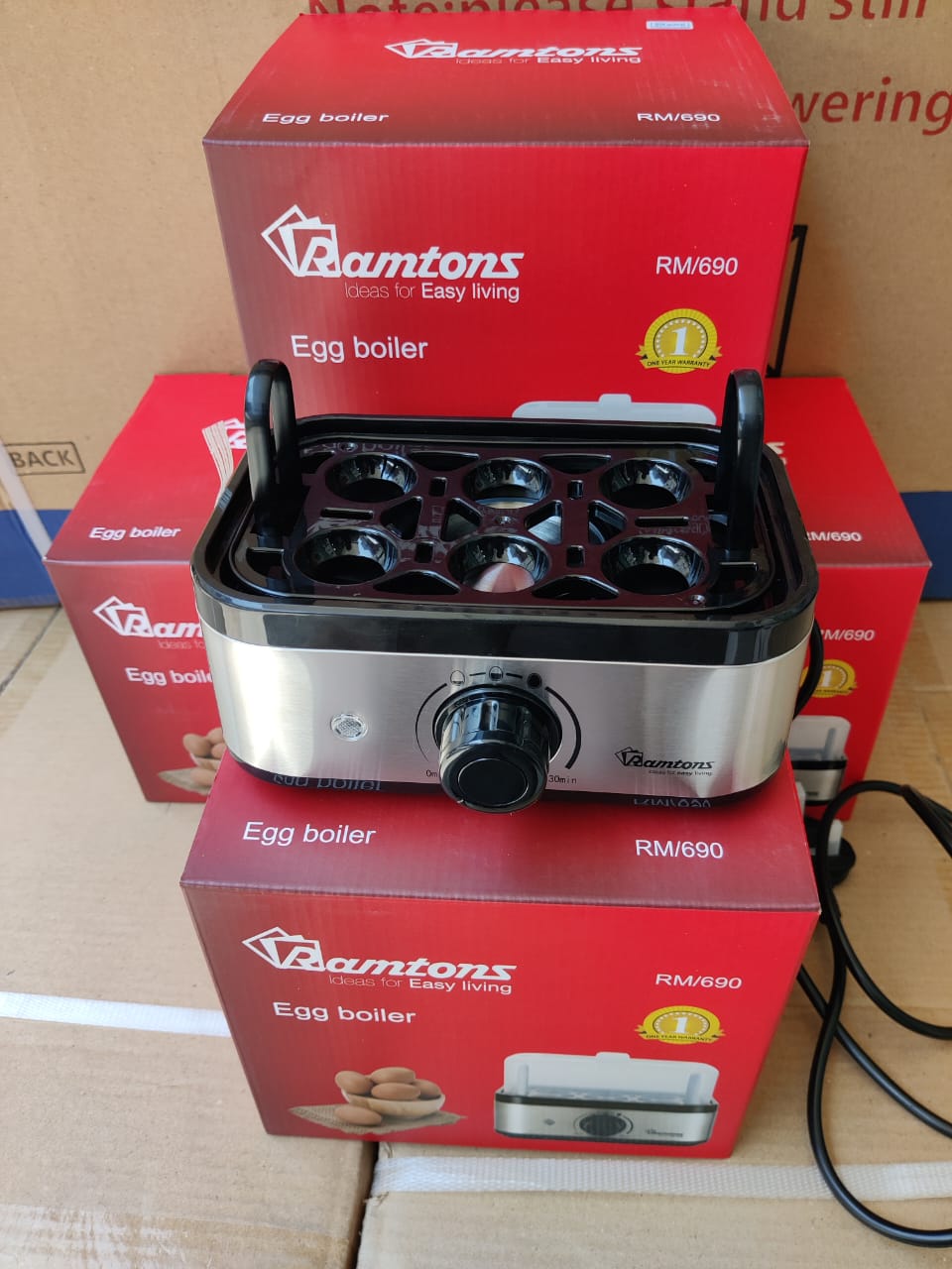 Ramtons RM/690 Egg Boiler 6 Egg Electric Cooker | Soft Medium Hard Boiled Egg Maker | Automatic Switch Off | Stainless Steel Heating Plate | Egg Cooker Kenya