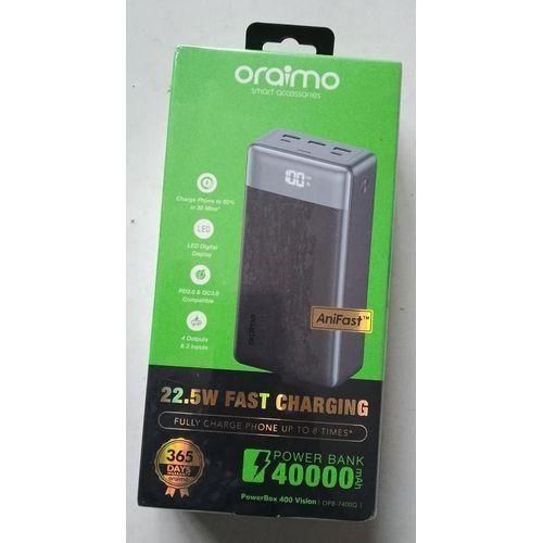 Oraimo PowerBox 400 Vision OPB-7400Q 40000mAh 22.5W Fast Charging Power Bank with Digital Display, USB-A & Type-C Ports, PD & QC3.0